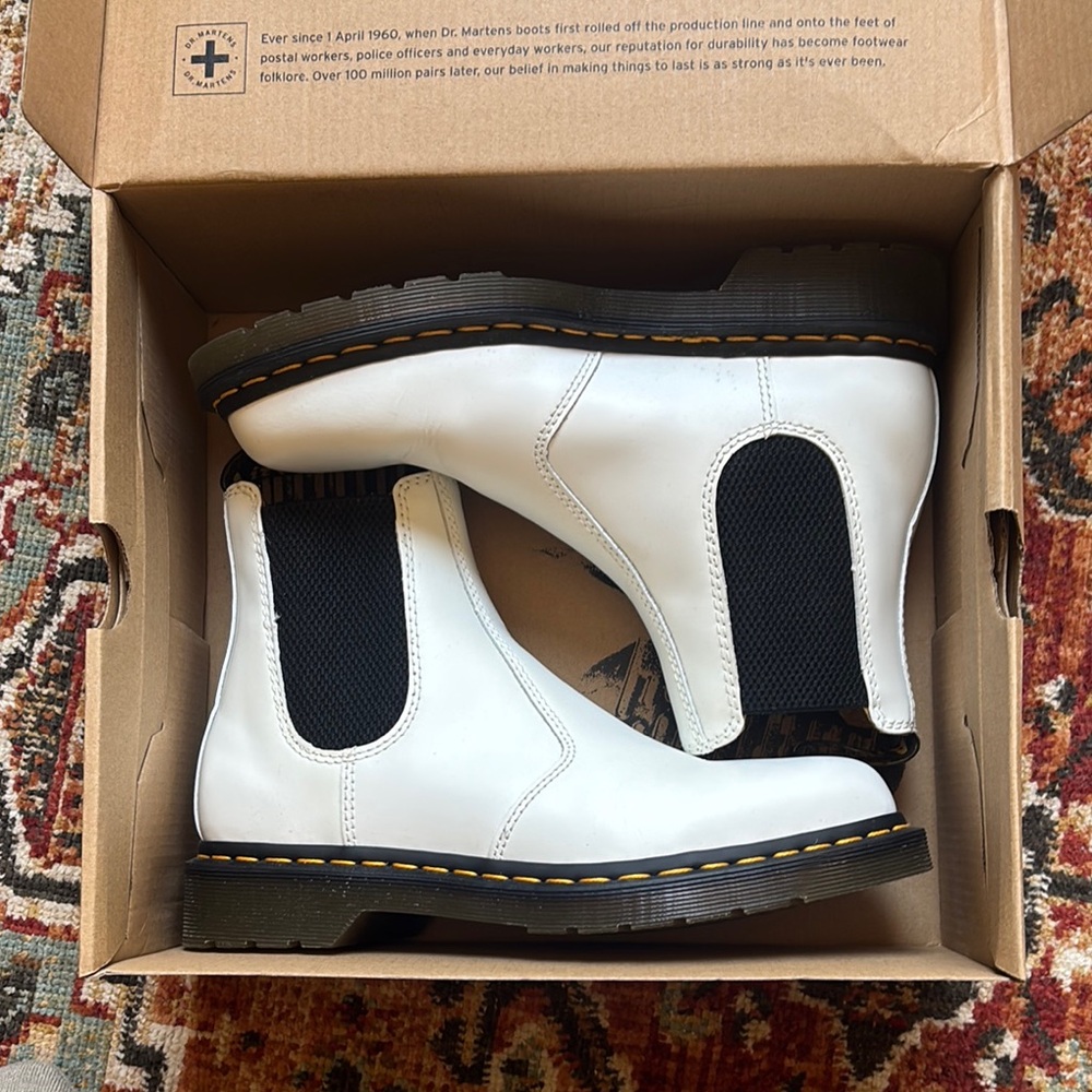 Dr. Martens White and Black Chelsea Boots